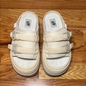 Eytys Beige Slide Sandals with Dual Buckles